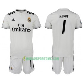 Koszulka Real Madryt NAVAS 1 Dziecięcy Domowe Stroje Piłkarskie 2018/19 Krótki Rękaw